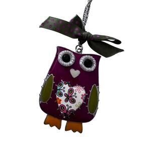 Vintage Owl Pendant Necklace - Oversized, 18" Chain